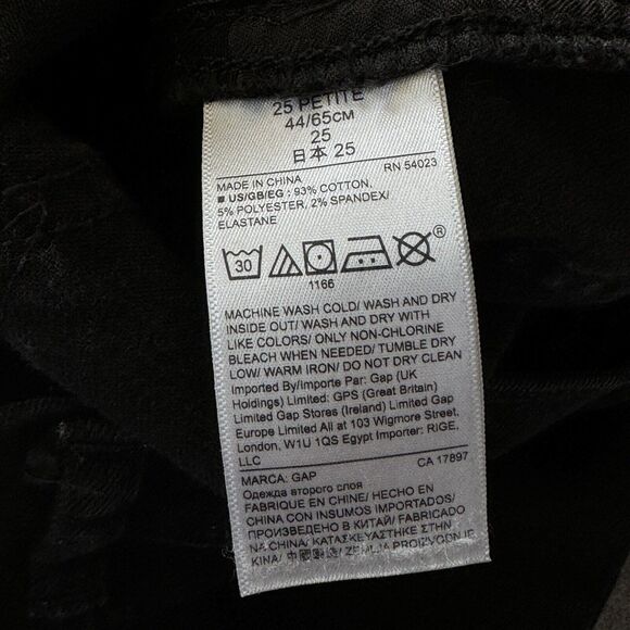 Gap Petite SZ 25P Jeans Skinny Low-Rise Stretch Pocket Zip-Fly Black Rinse Women - Picture 9 of 11